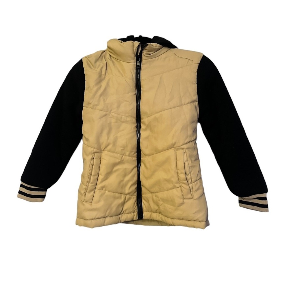 Brooklyn Laundry Small 8 Two Tone Black And Tan Boys Puffer Jacket With Hood